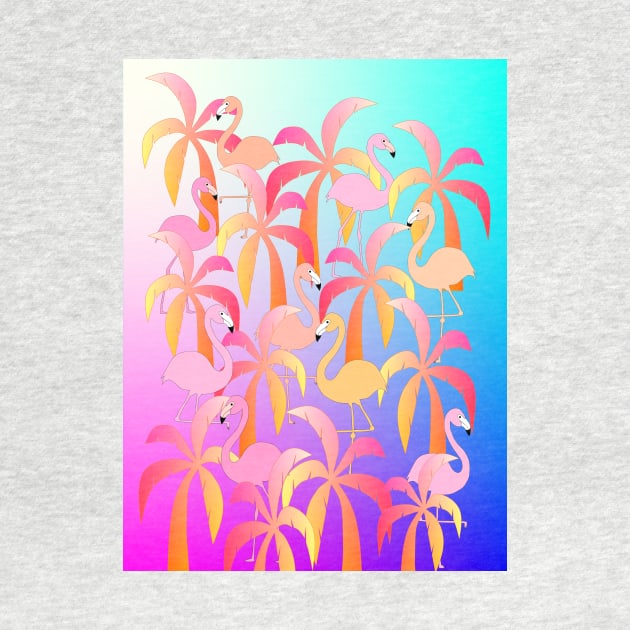 PINK Flamingo Jungle - Pink Flamingo Art by SartorisArt1